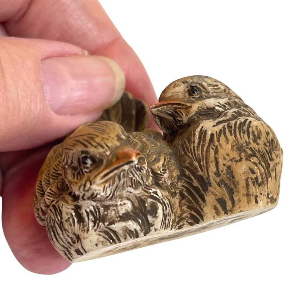 Sparrow Bird Italy Dipinto a Mano Brown Resin Figurines Set Lot Hand Painted VTG - Picture 10 of 15